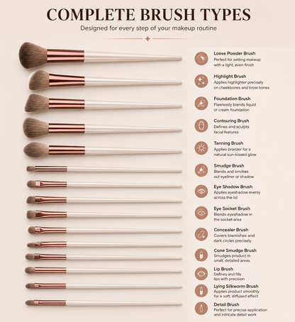 Glowra™ Luxe 17-Pcs Makeup Brushes + FREE GIFT